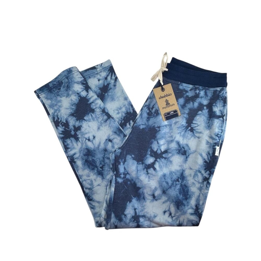 Chubbies Sweatpants Men L Blue Tie Dye Tapered Terry Sweats Athleisure Casual